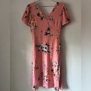 LOFT Pink Floral Midi Dress - NWT